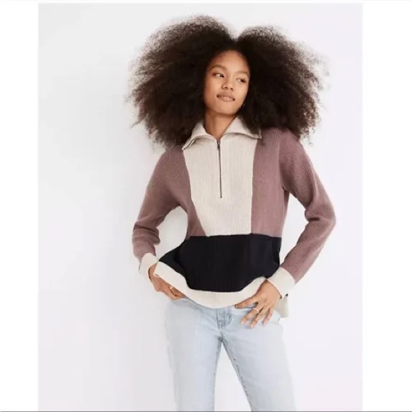 Madewell Glenbrook pull over color block sweater, size L - Picture 1 of 11